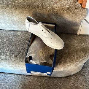 Keds-white-embellished clear crystals